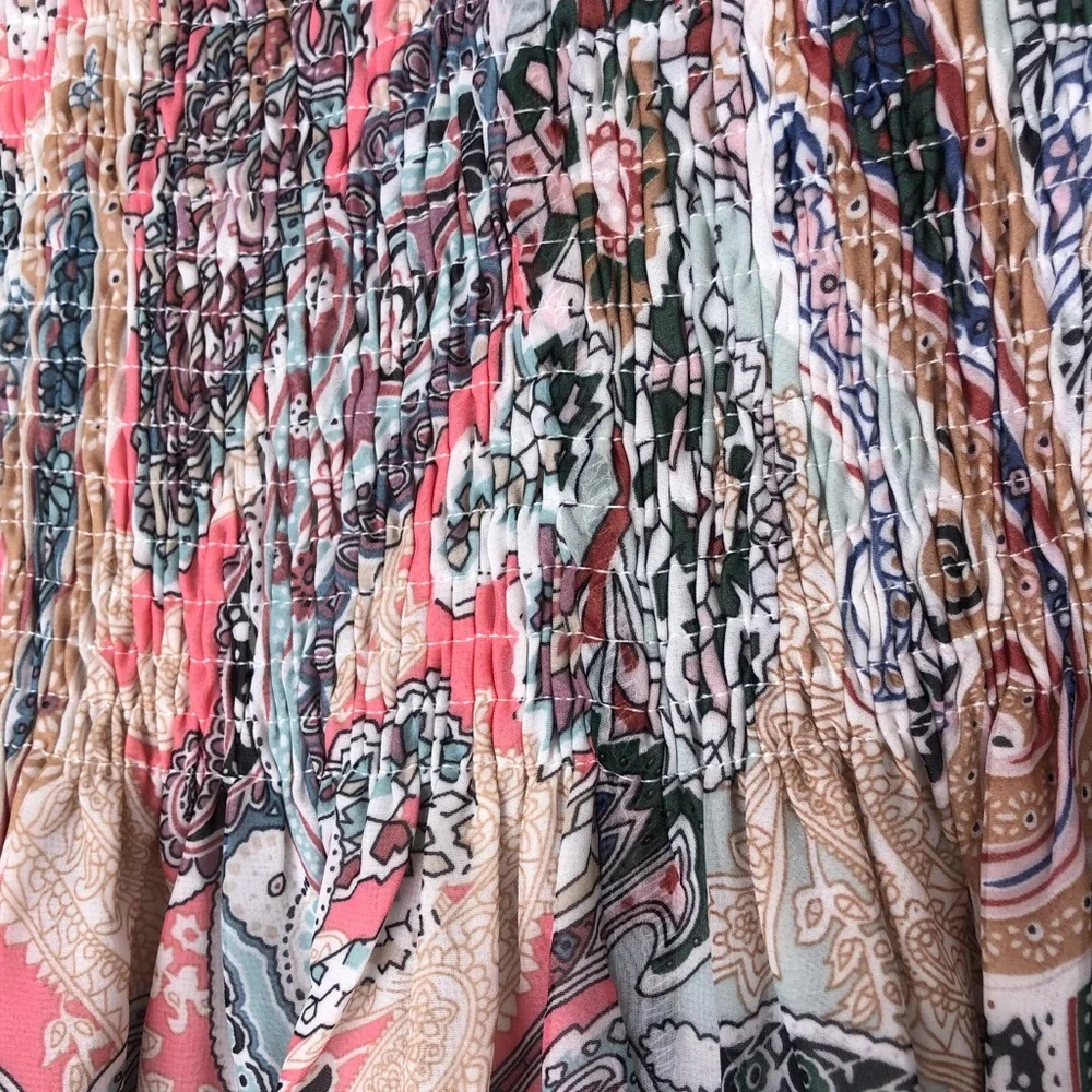 NWT Soieblu Baltic Born Strapless Paisley Print Maxi Dress Pastel Size Large - Picture 10 of 14